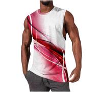Gym Vests for Men UK Clearance,Mens Round Neck Light Printed Tank Tops Workout Athletic Muscle Vest High Elasticity Fitness Tank Top Casual Loose Sleeveless Comfort Cotton T-shirt S-4XL Today's Deals