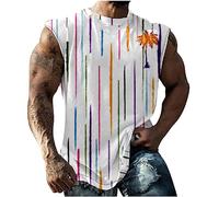 Gym Vests for Men UK Clearance Running Muscle Tank Top Athletic Training Gym Shirts Workout Bodybuilding Vest Printed Cotton Tank Top Cut Off Sleeveless T Shirts