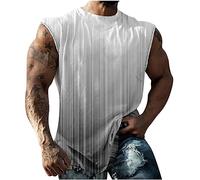 Gym Vests for Men UK Sale Clearance Running Muscle Tank Top Athletic Training Gym Shirts Workout Bodybuilding Vest Printed Cotton Tank Top Cut Off Sleeveless T Shirts