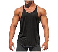 Gym Vests for Men UK Summer Cotton Sports Tank Tops Sleeveless Quick Dry Singlets Solid Colour Stringer Vest Loose Fit Workout Shirts Y Back Drop Armhole Activewear Training Tees