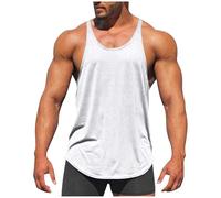 Gym Vests for Men UK Summer Cotton Sports Tank Tops Sleeveless Quick Dry Singlets Solid Colour Stringer Vest Loose Fit Workout Shirts Y Back Drop Armhole Activewear Training Tees