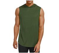 Gym Vests Men UK Clearance,Men Solid-Color Cotton Hooded Tank Tops High Elasticity Sport Muscle Vest Workout Athletic Bodybuilding Training Tank Top Summer Sleeveless Round Neck T-shirt M-3XL