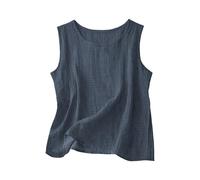 Gym Vests Women's Linen Yoga Sports Crew Neck Vest Tops Boho Camisole Solid Wireless Cup Underwear Summer Workout Plus Size Activewear Ladies Casual Loose Holiday Fitness Running Tank Tops S-5XL