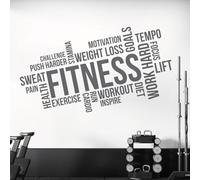 Gym Wall Art Sticker - Fitness, Exercise, Workout, Cardio, Focus, Goals - Motivational Quote [Large] [Dark Grey]