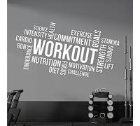 Gym Wall Art Sticker - Workout, Nutrition, Diet, Intensity, Endurance, Commitment, Goals... - Motivational Quote [Large] [White]