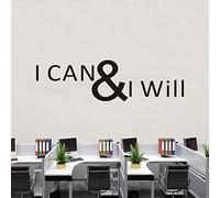 Gym Wall Decor, Motivational Wall Decals, (Easy to Apply), Vinyl Wall Decor Art Stickers Vinyl Art Quotes Inspirational Bedroom Office Classroom Sayings Home Positive Word Signs, I CAN & I Will 25"X7"