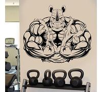 Gym Wall Sticker Cool Rhinoceros Power Show Fitness Exercise Motivation Workout appliqué Vinyl Studio Interior Decoration Wallpaper Mural 98x84 cm