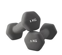 Gym Weights in Home Fitness Hexagonal Dumbbells in Neoprene, Non-Slip | Pair of Dipped Dumbbells (2 x 1 kg), Assorted