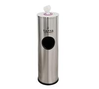 Gym Wipe Dispenser with Stainless Steel Floor Stand, Built-in Trash Can, Fitness Equipment Wipes Holder, 1.5 Gallon, Silver
