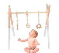 Gym - Wooden Activity Frame, Foldable Stand with Stable A Shape Design, Development Toy for Nursery Setup, Inspired Play Center Natural Finish