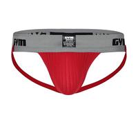 Gym Workout Jockstrap with 2" Waistband, Red, L