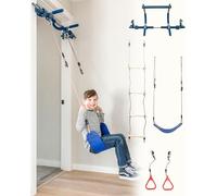 Gym1 4-Piece Doorway Swing Set Includes Sensory Swing for Kids, Indoor Pull Up Bar for Adults, Rings for Grip Power, Agility Ladder, Holds Up to 300 Lbs