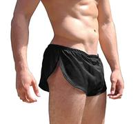 GYMAPE Men's Split Side Short Shorts Sexy Breathable Large Split Sides Mesh Boxer Short - Black - Large