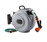 Gymax 1/2 Inch x 20m + 2m Retractable Hose Reel With Auto-rewind Wall Mount in Grey Gymax Grey
