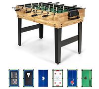 GYMAX 10-in-1 Multi Game Table, Combo Games Table Set with Foosball, Hockey, Billiard, Table Tennis, Shuffleboard, Bowling & 4 Board Games, Indoor Combination Games Table for Kids Adults