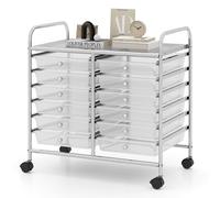 Gymax 12 Drawers Multi-Purpose Utility Cart Storage Rolling Cart With Handles in Clear Gymax Clear