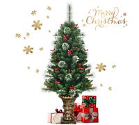 Gymax 120cm/4FT Artificial Christmas Tree With Glittered Branches Pine Cones in Green | Size: 4ft Gymax Green 4ft