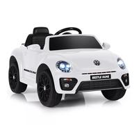 Gymax 12V Beetle Kids Electric Ride On Car With Lights Music & Remote Control in White Gymax White