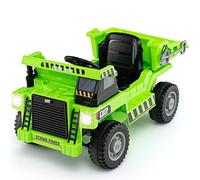 GYMAX 12V Kids Ride On Car, Children Electric Construction Vehicle with Remote Control, Adjustable Dump Bed, Shovel, Light, Music, MP3, USB and Soft Start, Ride On Dump Truck for Boys Girls (Green)