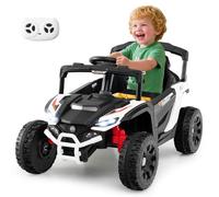 GYMAX 12V Kids Ride on Car, Children Electric UTV with Remote Control, Lights, Music, Horn, Spring Suspension & 3 Speeds, Battery Powered Toy Car for 3 Years Old+ (White)