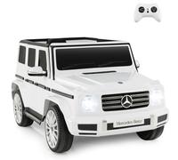 GYMAX 12V Kids Ride on Car, Licensed Mercedes Benz Toy Car with Remote Control, Music, Horn, Lights, USB/AUX, High/Low Speed, Slow Start&Rocking Mode, Electric Vehicle for 3 Years Old+ (White)