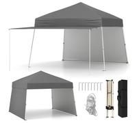 Gymax 14 x 9.2 FT Pop up Canopy Tent With 2 Sidewalls Easy Setup Sun Shelter in Grey Gymax Grey