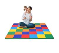 Gymax 144 cm Patchwork Foldable Baby Play Mat 2-Piece Large Crawl Floor Mat Gymax Multicolor