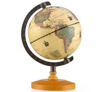 GYMAX 14cm World Globe, Desktop Earth Globes with Metal Stand and Wooden Base, Educational Rotating Globe for Home Office Classroom