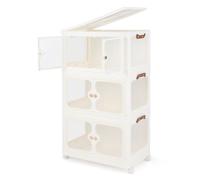 Gymax 159L Storage Bins Stackable Storage Containers With Lid & Wheels in White Gymax White