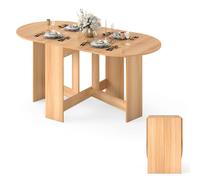 Gymax 163cm Extendable Dining Table Folding Drop Leaf Multifunction Table in Light Khaki Gymax Light Khaki