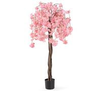 Gymax 163CM Tall Artificial Cherry Blossom Tree in Nursery Pot Pink Flower Gymax Pink
