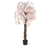 Gymax 163CM Tall Artificial Cherry Blossom Tree in Nursery Pot White Flower Gymax White