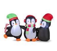 Gymax 170 cm Christmas Inflatables LED Lighted Penguin Family Hand in Hand Gymax Multicolor