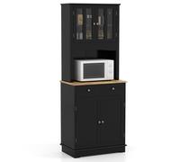 Gymax 170cm Kitchen Tall Cupboard Freestanding Buffet Cabinet Pantry in Black Gymax Black