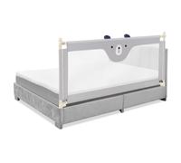 Gymax 175cm Cute Baby Bed Rail Bed Guard Infant Guardrail With Double Lock in Grey Gymax Grey