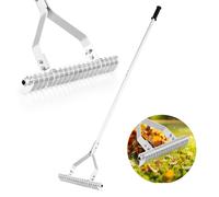 Gymax 178 cm Garden Thatch Rake 50 cm Wide Aluminum Lawn Loosening Soil Rake in Silver Gymax Silver