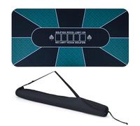 GYMAX 180 x 90cm Foldable Poker Table Top, 10-Player Professional Texas Hold’em Poker Table Mat Layout with Anti-Slip Rubber Base and Carrying Bag, Poker Card Table Topper for Party Casino