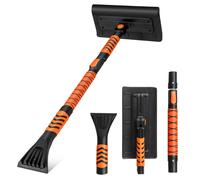 Gymax 2 in 1 Extendable Snow Shovel 84-104 cm Ice Scraper for Car Windshield in Orange Gymax Orange