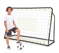 GYMAX 2 in 1 Football Rebounder Net, 6FT x 4FT Soccer Trainer Equipment with 5 Adjustable Angles and Shooting Auxiliary Area, Football Net Soccer Goal for Skills Training