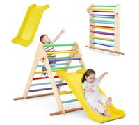 GYMAX 2 in 1 Kids Climbing Set, Wooden Toddler Climber with Slide, Wooden Children Playground for 1 Year Olds + (Colorful)