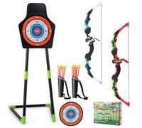 GYMAX 2 Pack Bow and Arrow Set for Kids, LED Light Up Archery Toy Set