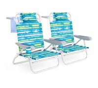 Gymax 2-Pack Folding Backpack Beach Chair Adjustable Camping Chair in Green Gymax Green