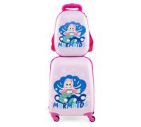 Gymax 2 PCS Carry-on Luggage Set Trolley Luggage Set Waterproof in Light Pink Gymax Light Pink