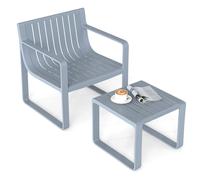 Gymax 2-Piece Patio Furniture Set Weatherproof PP Chair With Coffee Table in Grey Gymax Grey