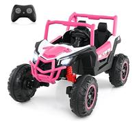 GYMAX 2-Seater Kids Electric UTV, 24V Battery Powered Toy Car with Remote Control, Lights, Music, MP3, Horn, Spring Suspension & Slow Start, Children Ride on Car for 3 Years Old+ (Pink)