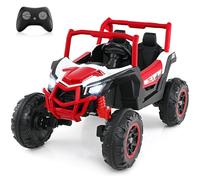 GYMAX 2-Seater Kids Electric UTV, 24V Battery Powered Toy Car with Remote Control, Lights, Music, MP3, Horn, Spring Suspension & Slow Start, Children Ride on Car for 3 Years Old+ (Red)