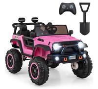 GYMAX 2-Seater Kids Ride on Car, 24V Battery Powered Toy Car with Remote Control, Lights, Music, Horn, MP3, USB & Slow Start, 4 Motors Children Electric Car for 3 Years Old+ (Pink)