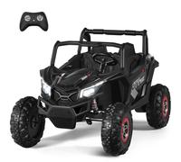 Gymax 2-Seater Ride On Truck Ride-On UTV With Remote Control LED Lights in Black Gymax Black