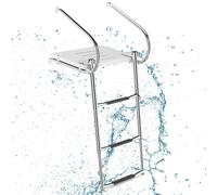 Gymax 2-step Boat Ladder Folding Non-slip Steps Stainless Steel Dock Ladder in Silver Gymax Silver