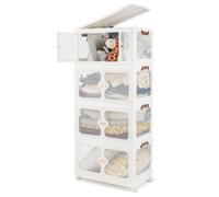 Gymax 212L Storage Bins Stackable Storage Containers With Lid & Wheels in White Gymax White